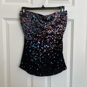 COPY - Strapless Tube Top with Sparkly iridescent sequins